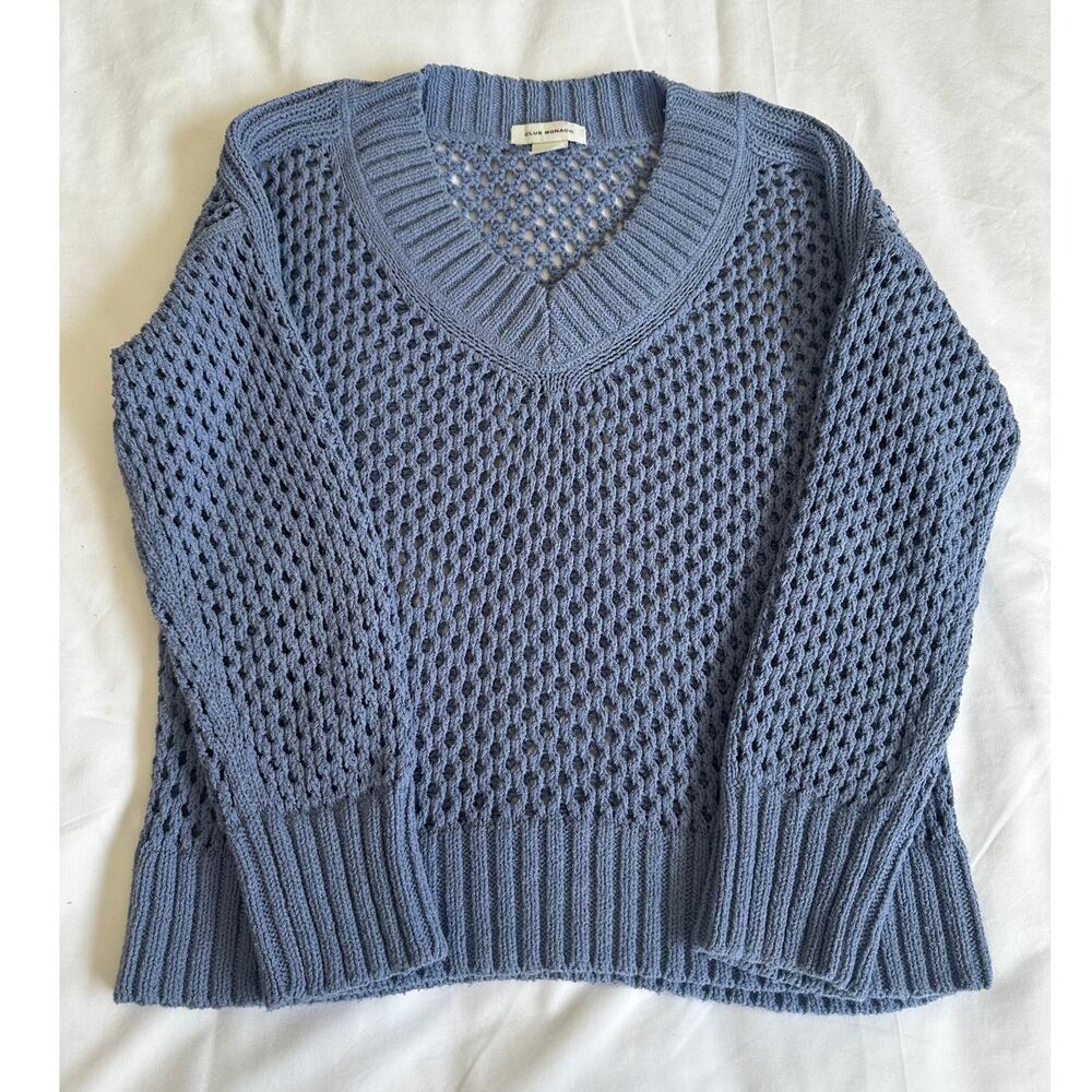 Club Monaco Blue V Neck Knit Sweater Textured M